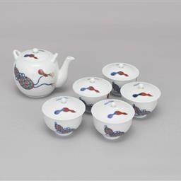 染錦六瓢文茶器揃